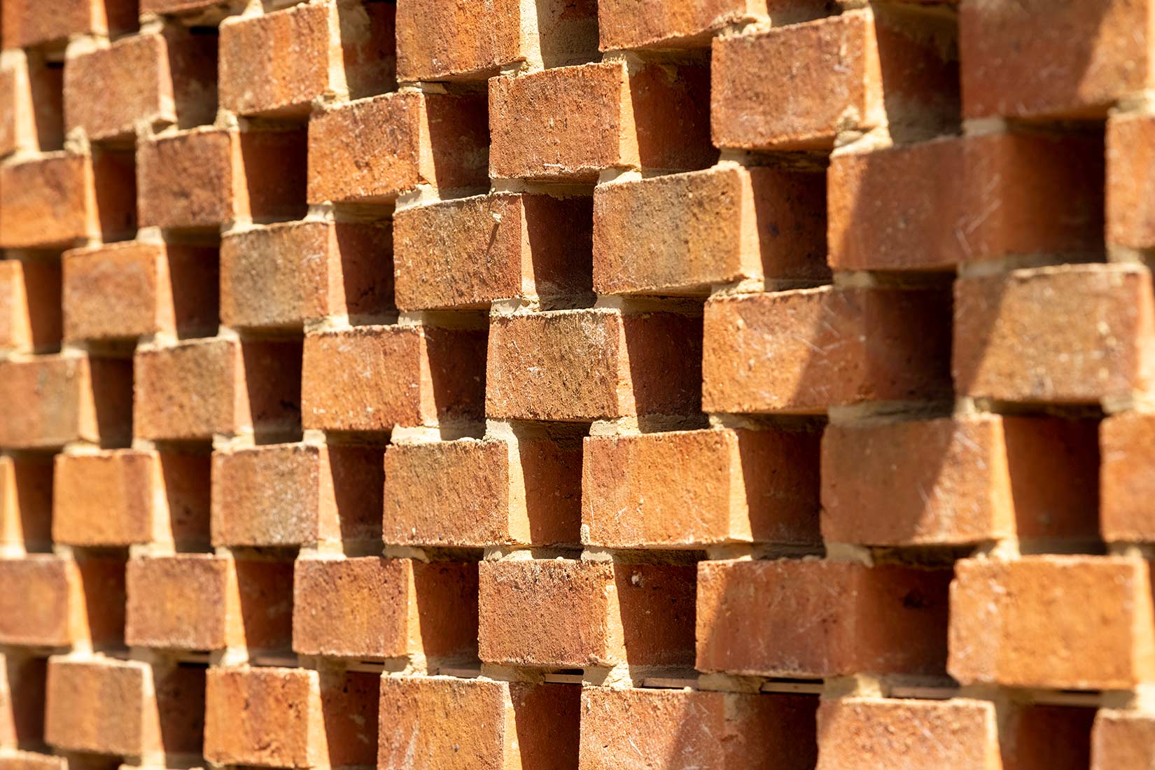 very close shot of brickwork with ventilation gaps